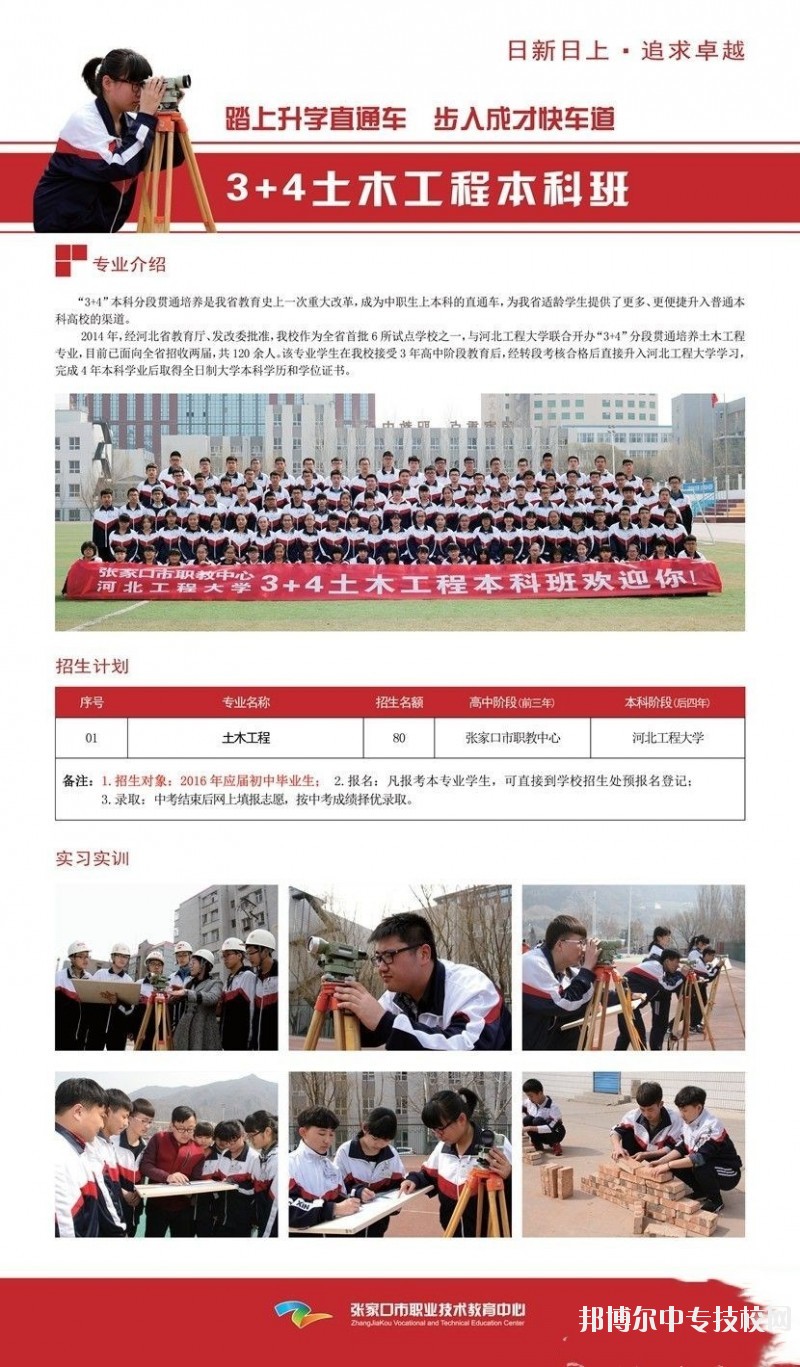 張家口市職業技術教育中心3+4本科班專業介紹